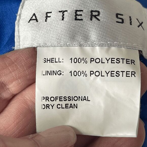 After Six Womens Halter Neck Cut-Out Tie-Waist Maxi Bridesmaid Dress Blue Size 8 - Picture 4 of 7